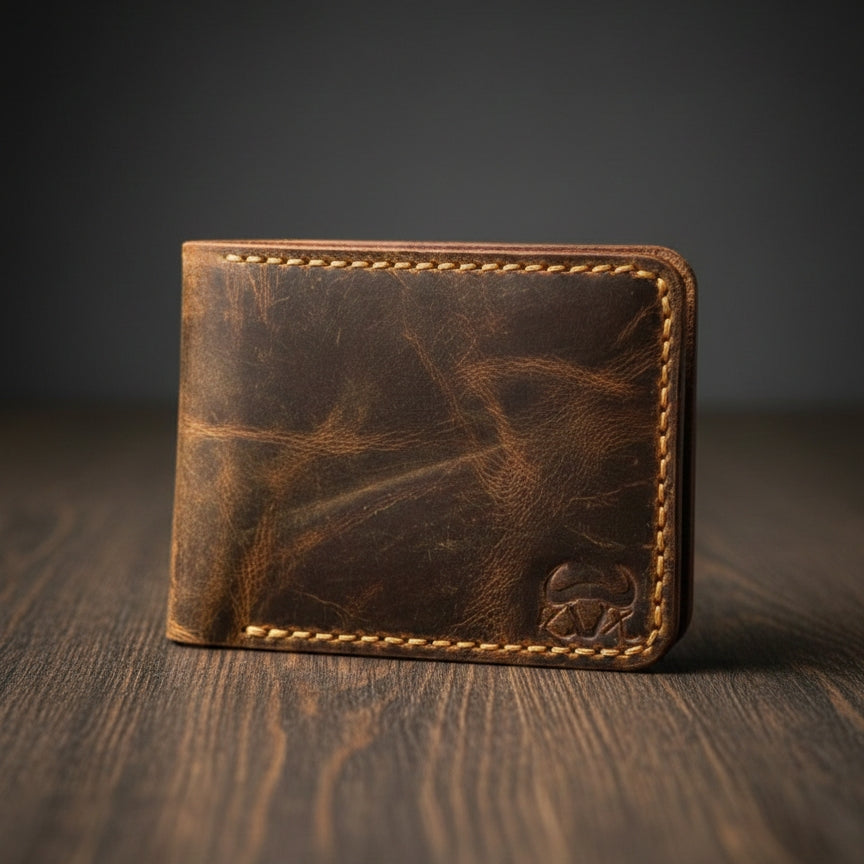 Bifold Leather Wallet (Coffee Brown Color)