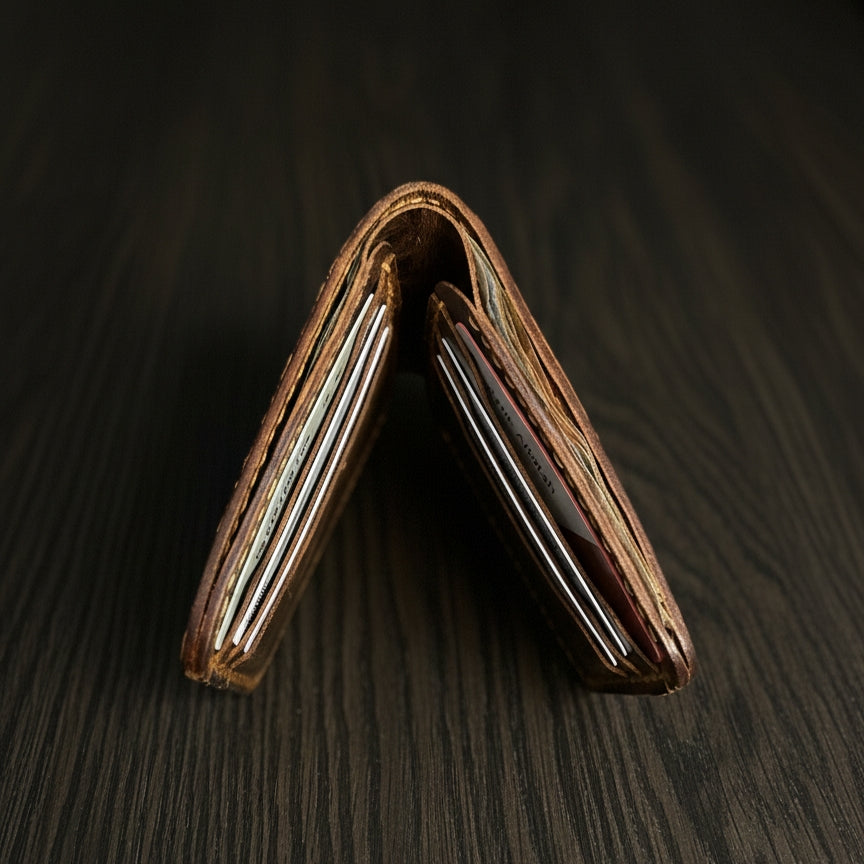 Bifold Leather Wallet (Coffee Brown Color)