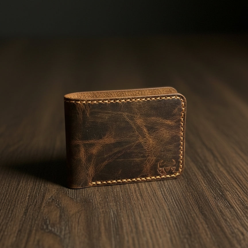 Bifold Leather Wallet (Coffee Brown Color)