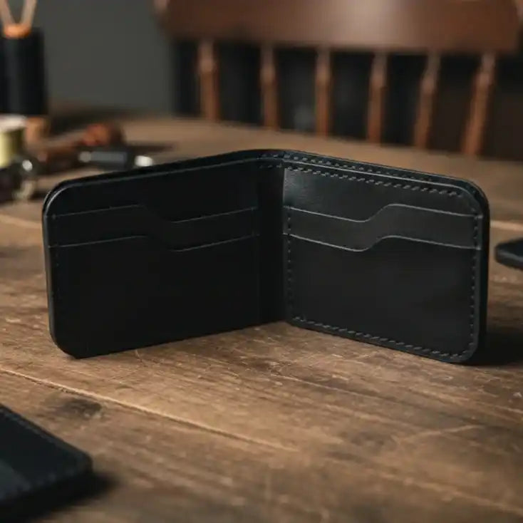 No.101 Bifold Leather Wallet (Jet Black)