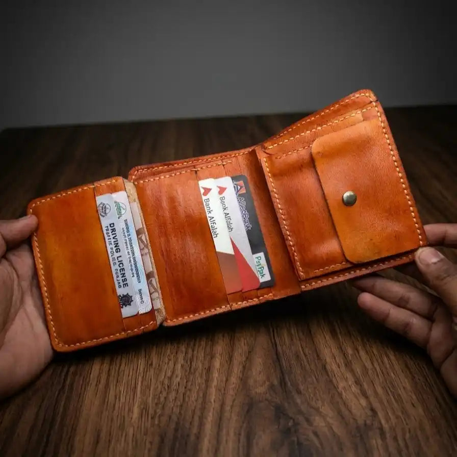 Pound Size Leather Trifold Wallet