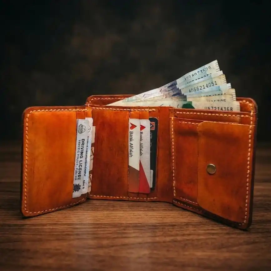 Pound Size Leather Trifold Wallet