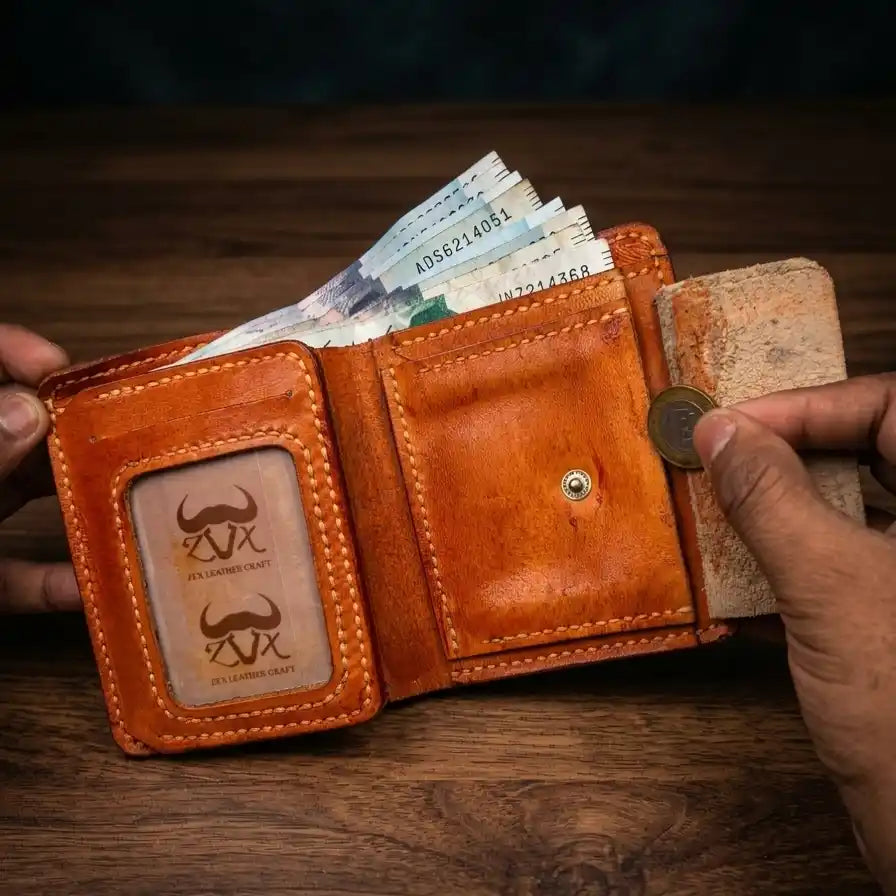 Pound Size Leather Trifold Wallet