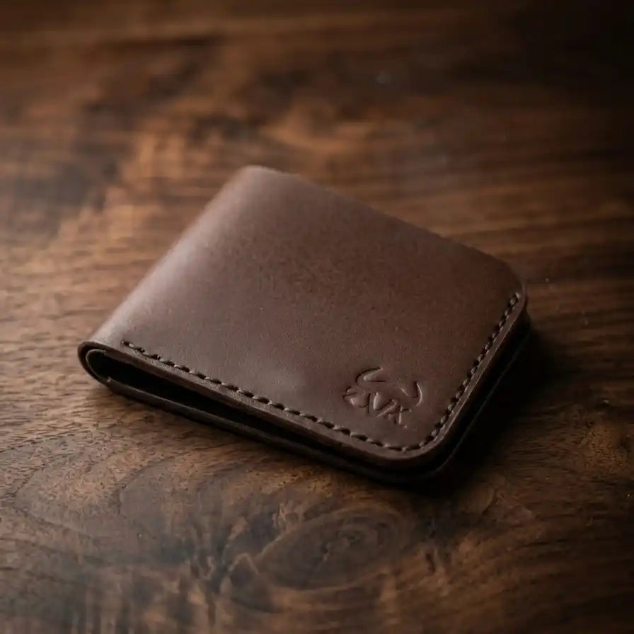 Minimalist Slim Bifold Leather Wallet (Brown Color)