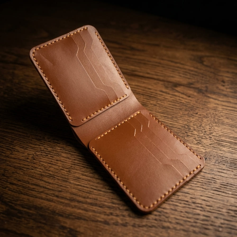 Bifold Leather Wallet (Tan Brown Color)