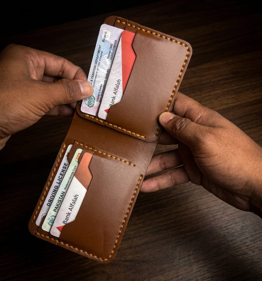 Bifold Leather Wallet (Tan Brown Color)