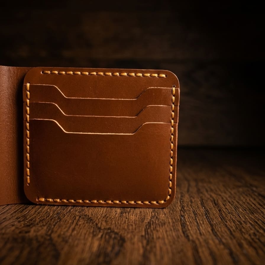 Bifold Leather Wallet (Tan Brown Color)