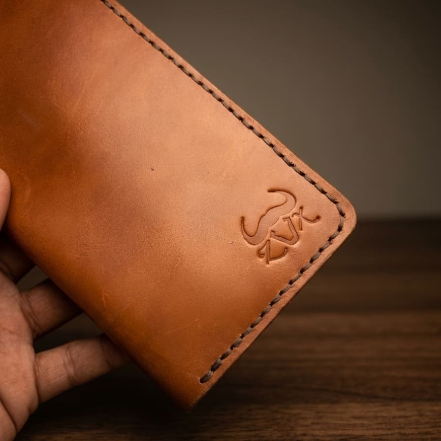 Long Leather Wallet (Tan Cognac Color)