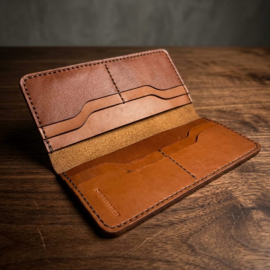 Long Leather Wallet (Tan Cognac Color)
