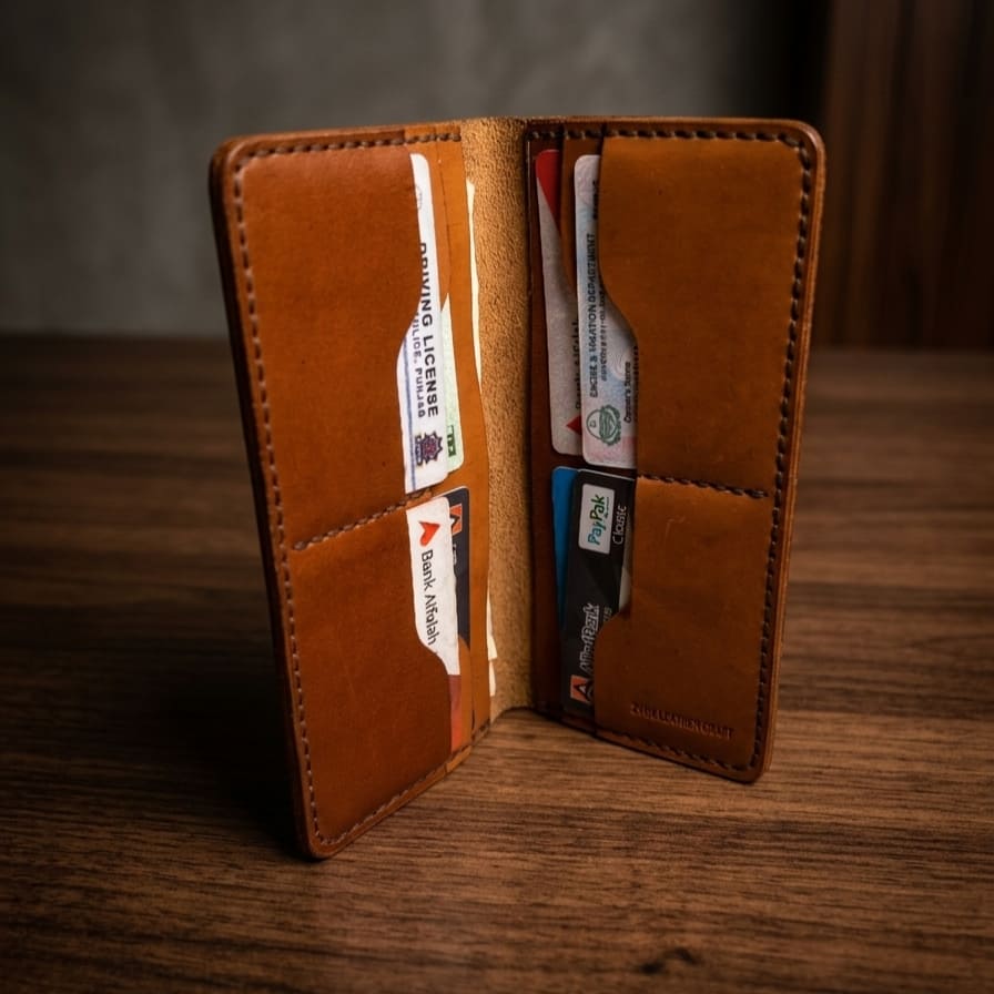 Long Leather Wallet (Tan Cognac Color)