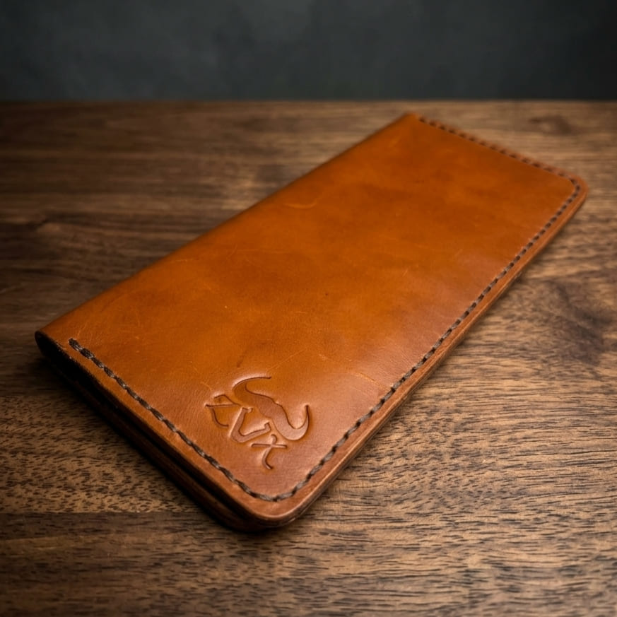 Long Leather Wallet (Tan Cognac Color)